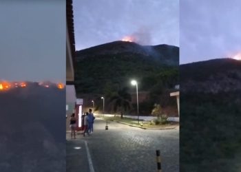 Incêndio atinge a Serra da Santa Cruz em Monte Santo e mobiliza voluntários, forças de segurança e fé