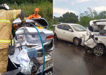 Acidente entre 13 veículos deixa seis feridos na BR 324