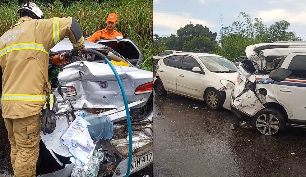 Acidente entre 13 veículos deixa seis feridos na BR 324