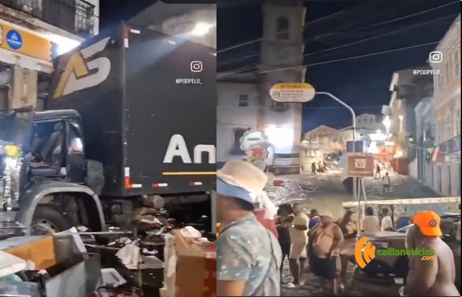 Você viu? Caminhão desgovernado atingiu igreja e museu no Pelourinho; veículo pertence a uma empresa de cidade do território do sisal