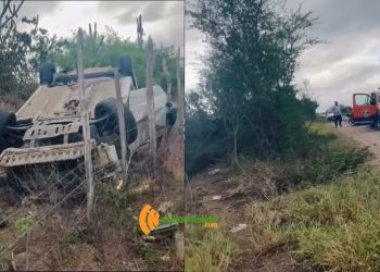 Homem fica ferido após capotamento na BR-324, próximo à Vila Aparecida