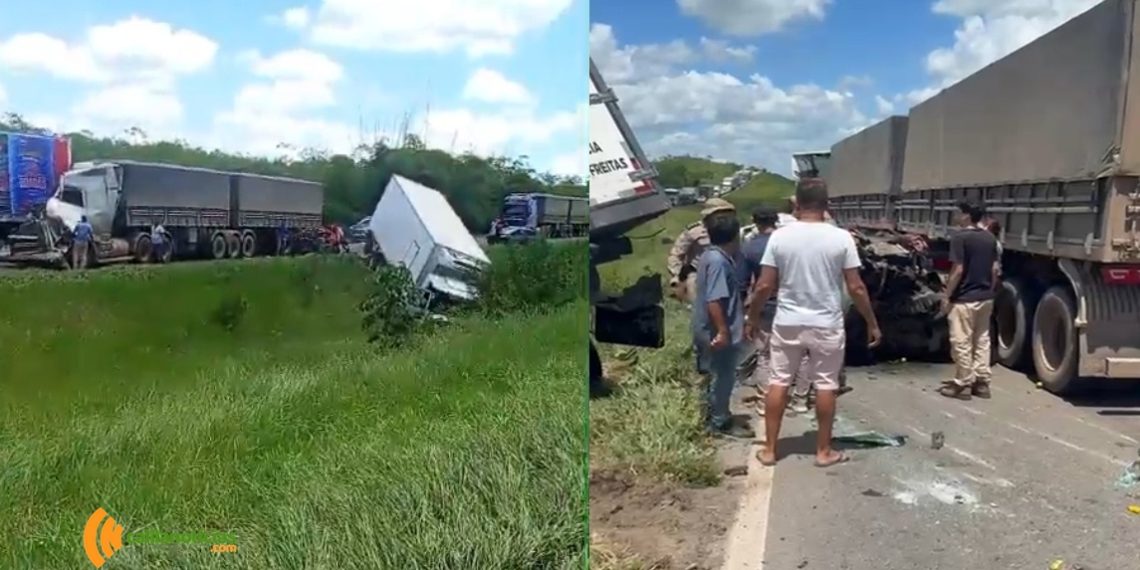 Uma pessoa morre após engavetamento com 9 carros na BR-324, outras seis ficaram feridas